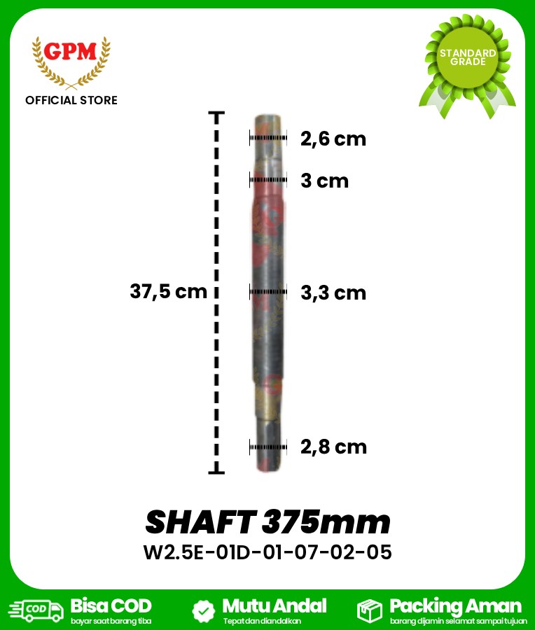 SHAFT 375mm NDR-85 / W2.5E-01D-01-07-02-05
