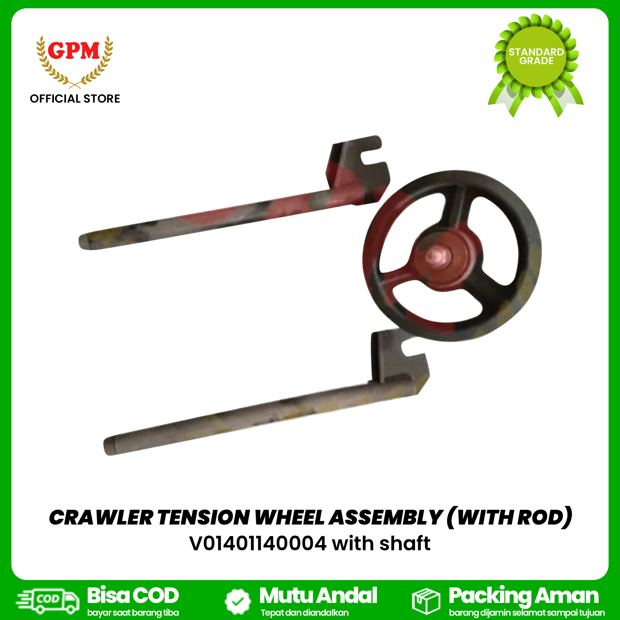 CRAWLER TENSION WHEEL ASSEMBLY (WITH ROD) / RODA BULAN KOMPLIT LOVOL RG-108 / RV01401140004 with shaft
