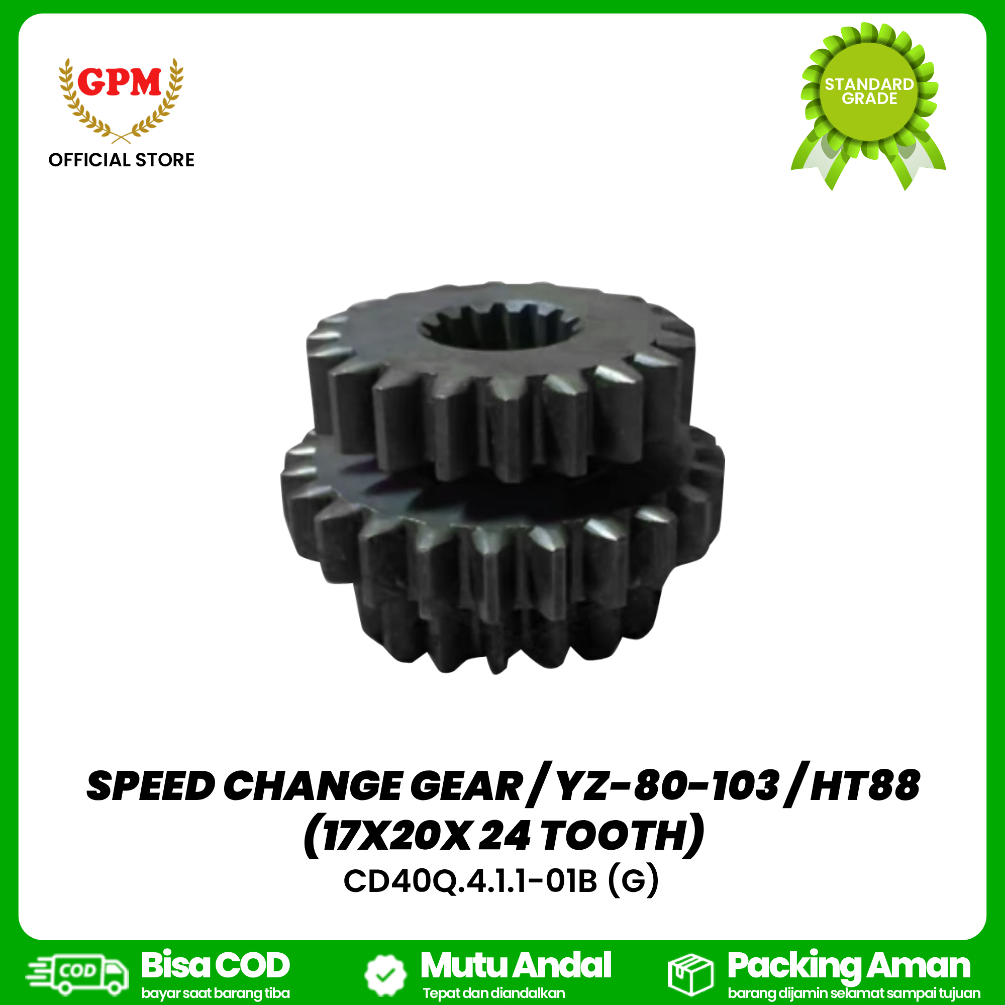SPEED CHANGE GEAR / YZ-80-103 / HT88 (17X20X 24 TOOTH) / YM70-0103