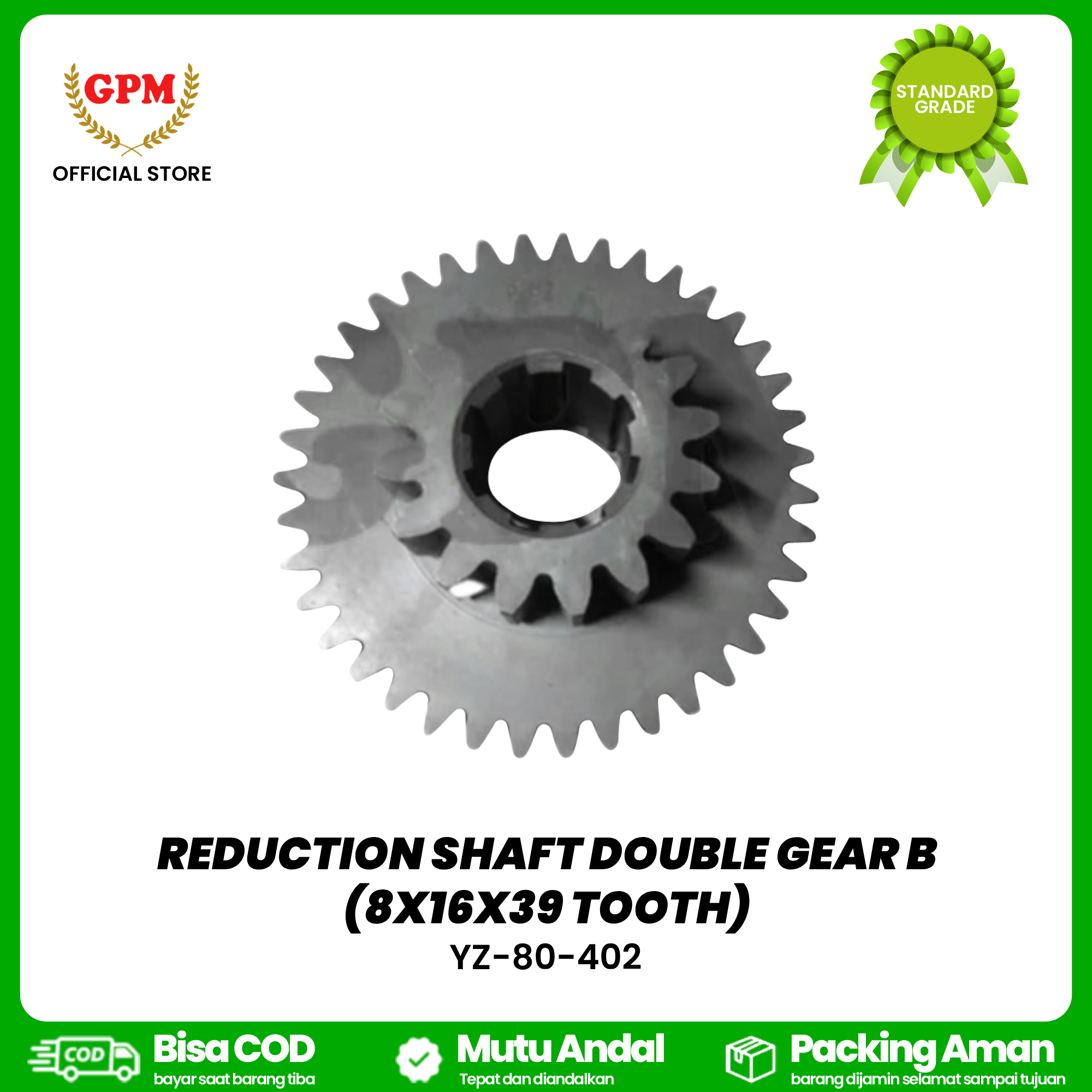 REDUCTION SHAFT DOUBLE GEAR B (8X16X39 TOOTH) / YZ-80-402