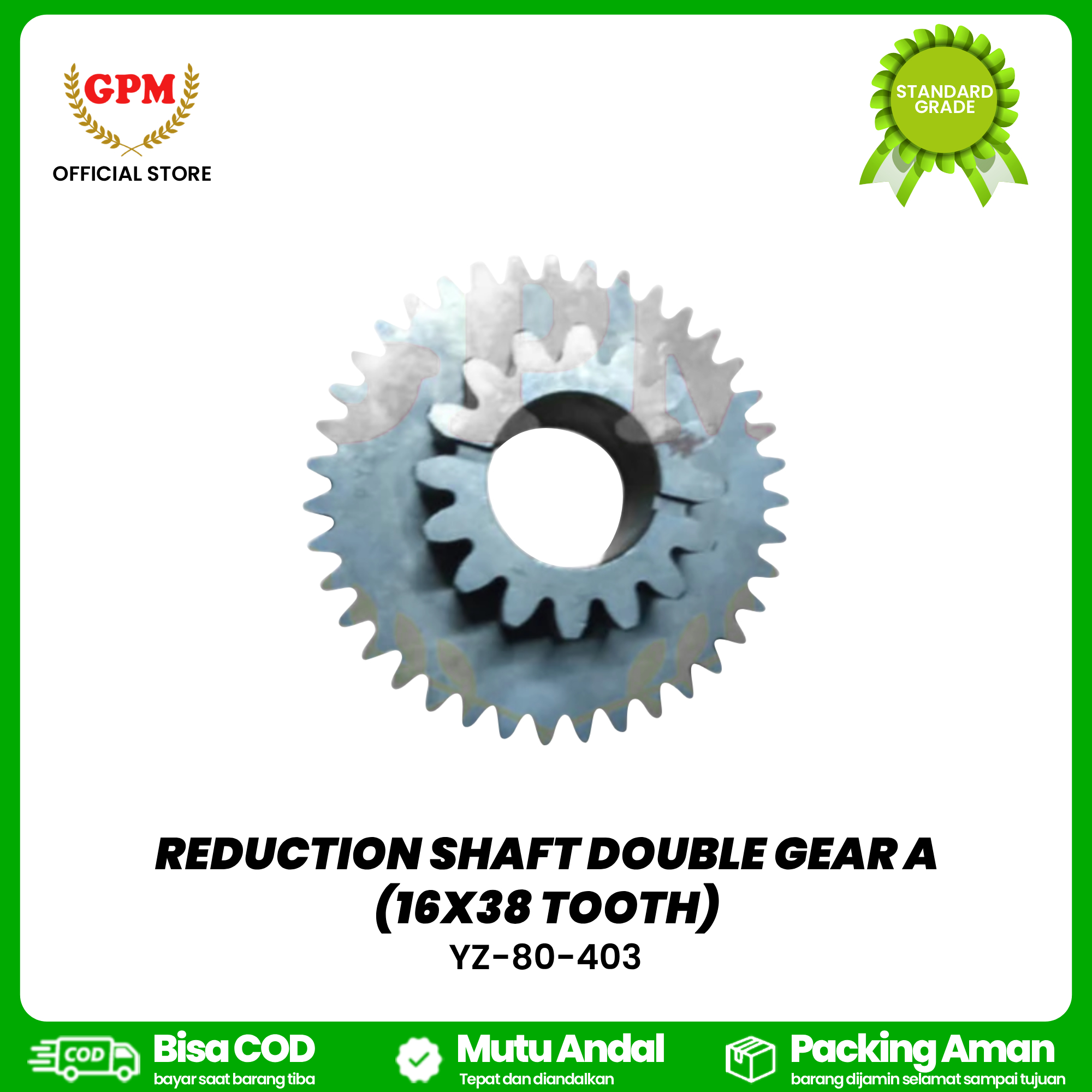 REDUCTION SHAFT DOUBLE GEAR A (16X38 TOOTH) / YZ-80-403